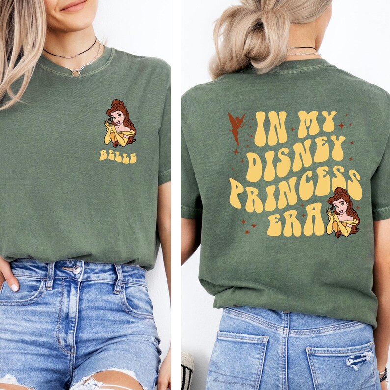Disney Princess Shirts, Matching in My Disney Princess Era Tees, Girl Trip, Birthday Tees, Elsa Anna Merida Ariel Belle Jasmine Tiana Alice image 4