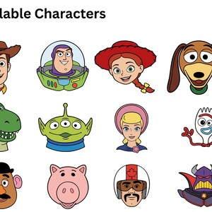 a collection of cartoon character icons, including characters from popular animated films and television series.