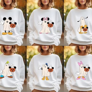 Disney Characters Ghost Sweatshirt, Mickey and Friends Ghost Hoodie, Matching Family Halloween Sweaters, Halloween Disney Trip, Xmas Gifts