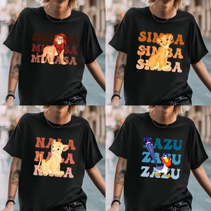 Lion King Movie Characters Shirt, Lion King Matching Tees, Family Movie Tees, Animal Kingdom, Mufasa Scar Timon Nala Simba Zazu Pumba Hyena image 1