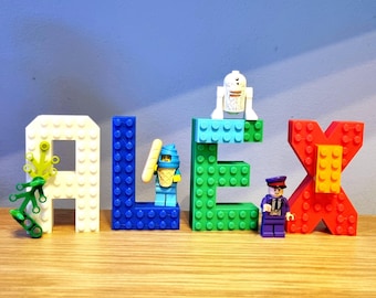 Personalised Brick Letter Blocks. Custom Name Sign, Cake toppers, Desk Sign