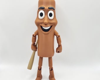 Juguete grande Tung Tung Tung Sahur Meme - Brainrot italiano Figura flexible impresa en 3D 19 cm