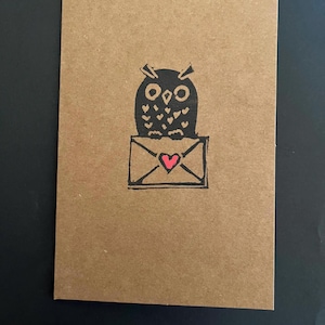 Block gedruckte Eule mit Liebe Briefkarten-Set mit 3 Eulenkarten
