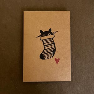 Lot de 3 cartes de Noël imprimées en bloc - Lot de 3 cartes de chat