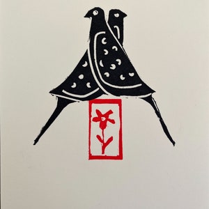 Mourning Doves- Small Linocut Print-Wall Decor