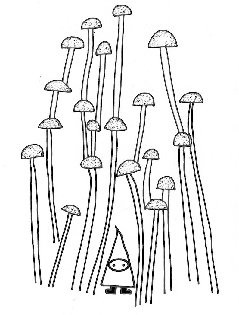 Tshirt for Kids or Baby Bodysuit Organic Cotton with Gnome in a Mushroom Forest