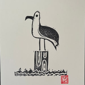 Seagull Linoleum Block Print