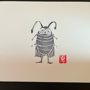 面白いゴキブリのプリント - 小さなリノカット