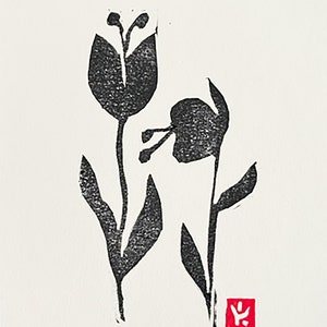 Flower Linocut-Floral Illustration