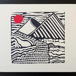 Desert Scene-Hand Carved and Printed Linocut-Wall Art