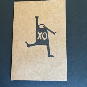 Tarjetas de besos y abrazos - Juego de 3 tarjetas de felicitación - Impresiones en linóleo