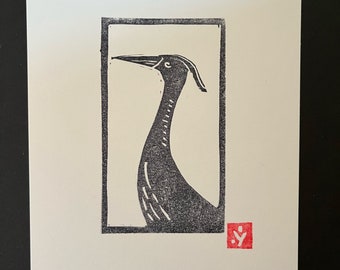 Heron Linocut Print-Wall Decor