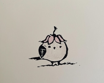 Flower Bird Linocut Print