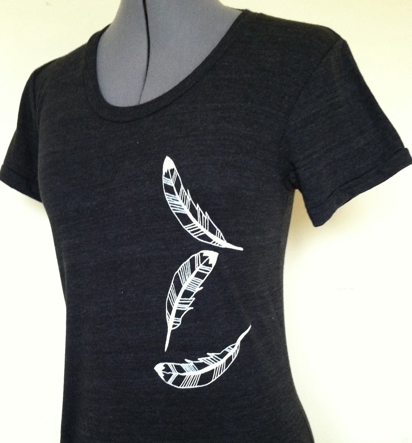 Feather T Shirt Women Slim Fit Triblack Sizes Small through Etsy