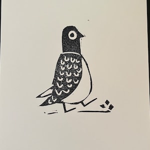 Funny Pigeon Linocut-Small Print