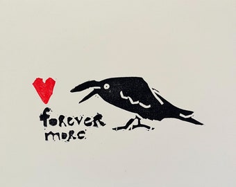 Raven Forever More Linoldruck