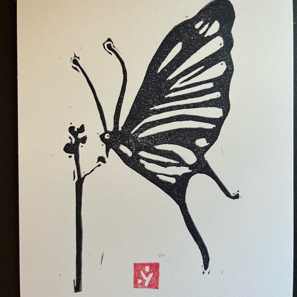 Butterfly Illustration-Small Linocut