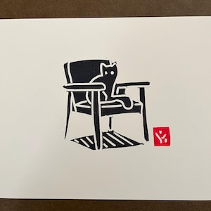 Black Cat Print-Linocut