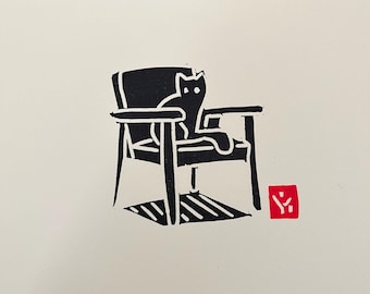 Black Cat Print-Linocut