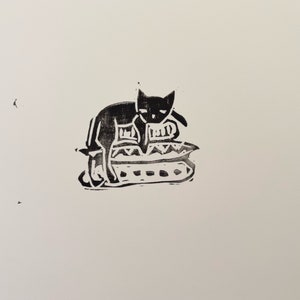 Cat Linoleum Block Print