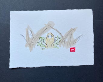 Forest Folk Painting|Tiny Original Art|4x6inch Mini Art