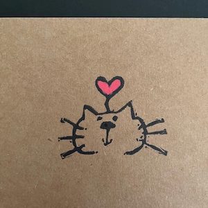 Cartões de amor de gato impressos em bloco - Conjunto de 3 cartões de felicitações de gato