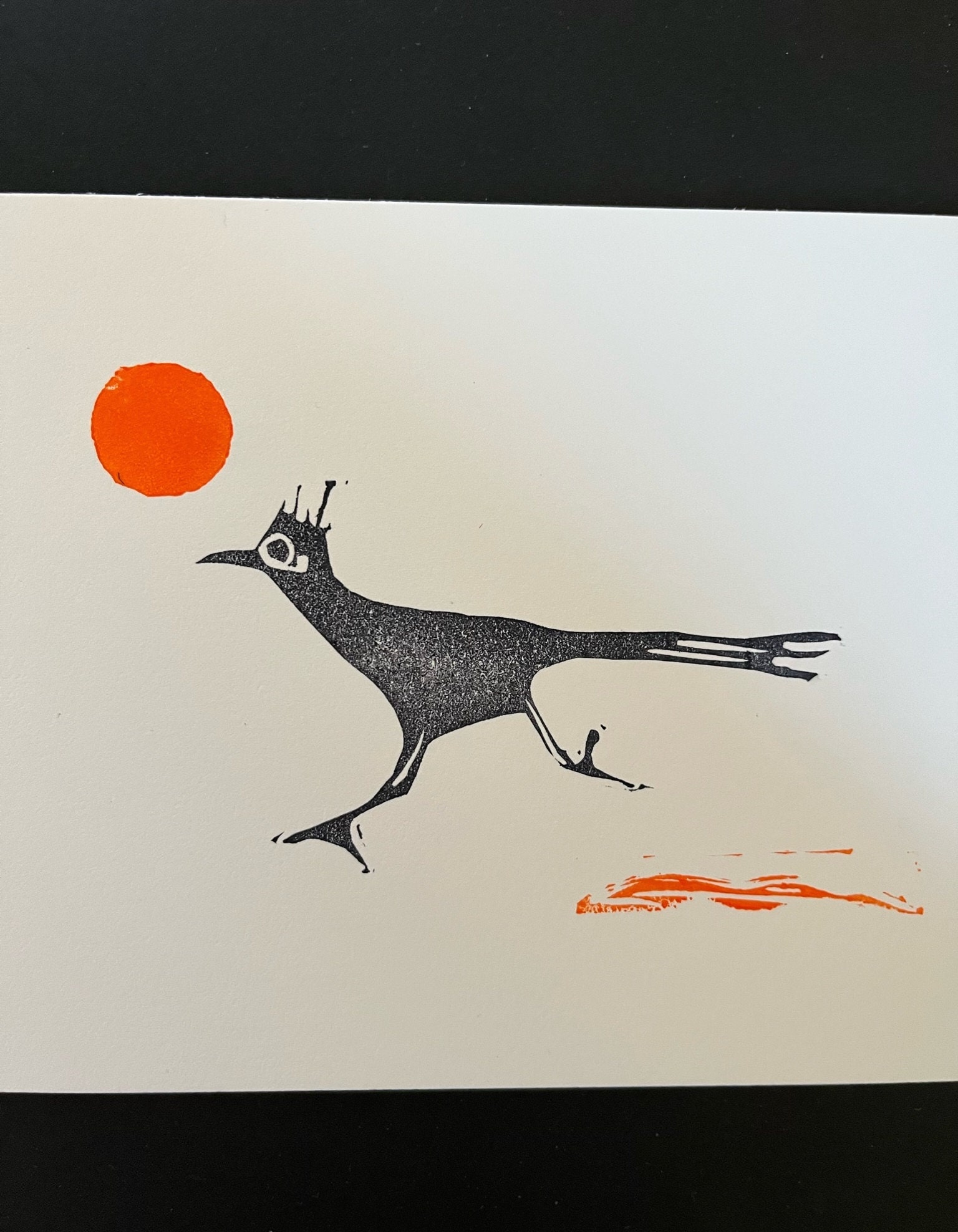 Roadrunner Linocut Art