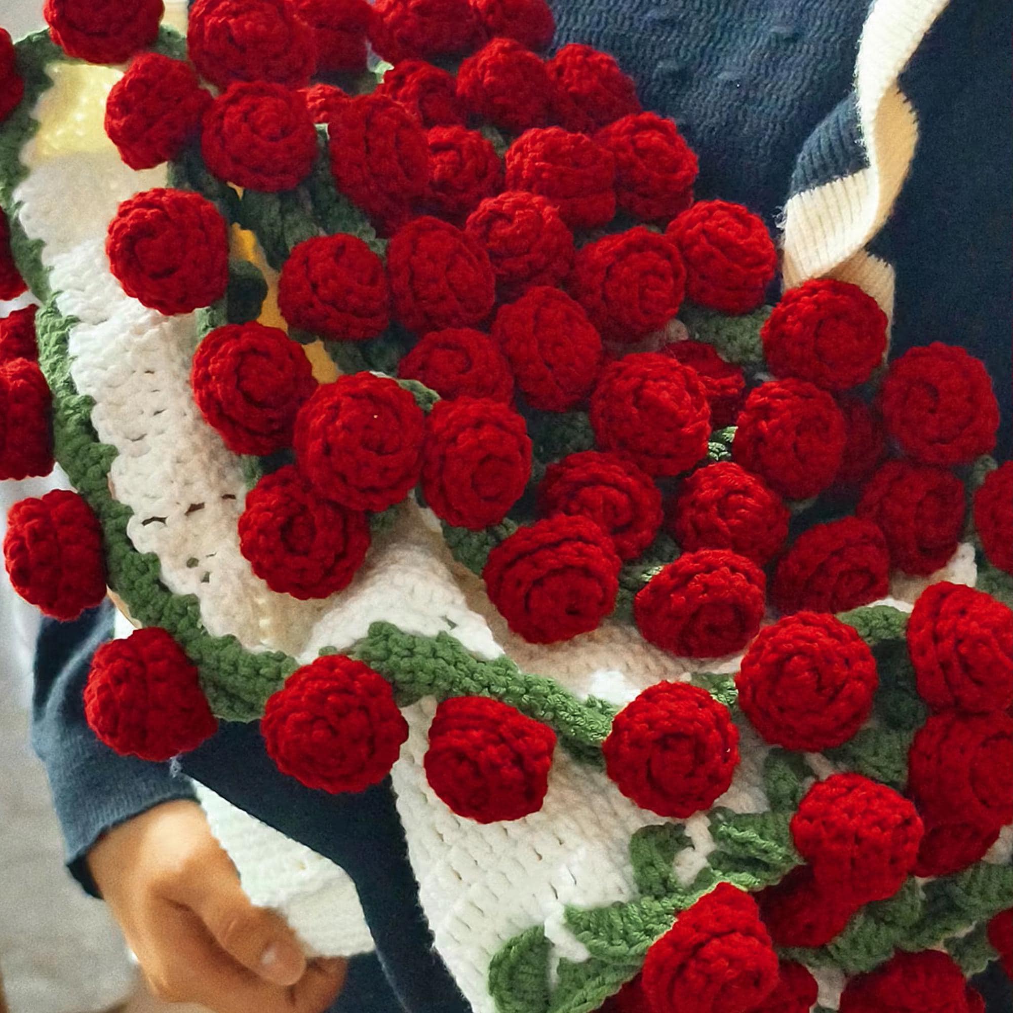 Handmade Crochet Rose Blanket: Everbloom Bouquet Shawl, Custom