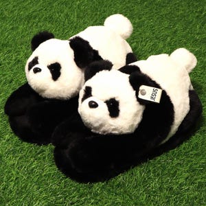 Customizable Plush Panda Slippers: Soft Cotton Warm Anti-Slip Home Shoes