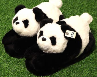 Customizable Plush Panda Slippers: Soft Cotton Warm Anti-Slip Home Shoes