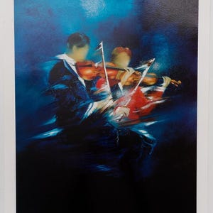 Victor SPAHN: Violinist duo concert - Original signed silkscreen print