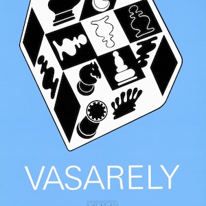Victor VASARELY: Blue Chess Set - Original Poster