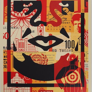 Shepard FAIREY (OBEY): Face collage III - Original signed lithograph