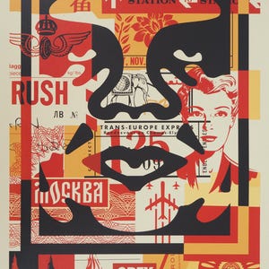 Shepard FAIREY (OBEY): Face collage II - Original signed lithograph