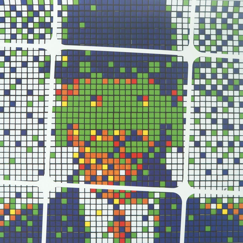 Invader Grid SPACE INVADER: Magritte - Original Color Poster - Etsy