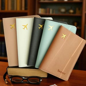 Personalized Faux Leather Passport Holder with Name – Lightweight Travel Wallet, Custom Gift for Men & Women, Travel Organizer