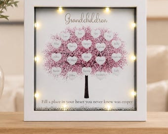 Gepersonaliseerde stamboomprint met lijst, cadeau voor grootouders, stamboomcadeau voor moeder of oma, kerstcadeau voor haar, cadeau voor een nieuw huis