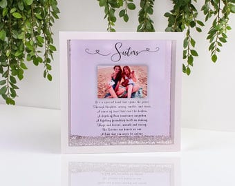 Sister Photo LED light up Frame, Personalised sister gift, Birthday for her.