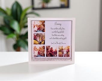 Personalised Nan, Gran, Nanny Photo Frame Gift: LED Lighted Box Frame. Mothers day, Mum birthday