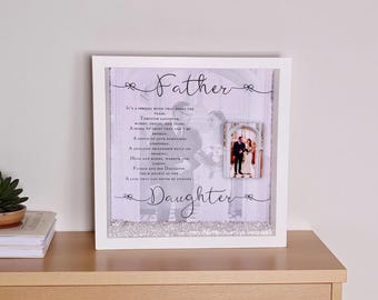 Personalised Father Daughter Photo Frame: Dad Gift with LED Lights