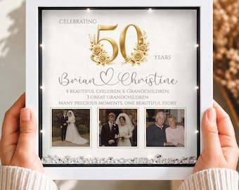 Marco de fotos de aniversario para parejas / Regalo de 50 aniversario de bodas / Bodas de oro / 50 años de matrimonio