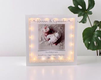 Personalised Grandparents Photo Frame Gift: LED Lighted Box Frame. Mothers day, Mum birthday
