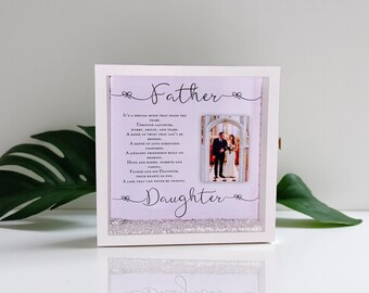 Personalised Father Daughter Photo Frame: Dad Gift with LED Lights