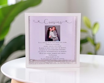 Personalized Cousins Photo Frame Gift: 10x10 Box Frame with Lights