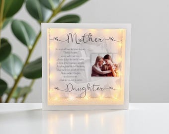 Personalised Mother and Daughter Photo Frame, LED Lights Frame, Mum Birthday Gift. Mother's Day