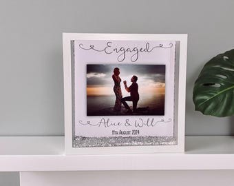 Personalised Engagement Photo Frame: Keepsake Gift with LED Lights