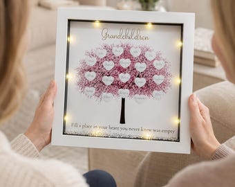 Gepersonaliseerde stamboomlijst, Moederdagcadeau, Cadeaus voor haar, Cadeau voor een nieuw huis, Print van de stamboom van de kleinkinderen, Verjaardag van mama, Verjaardag van oma