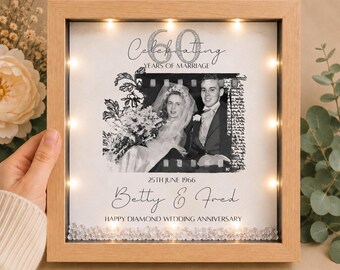 Cadeau voor het 60-jarig huwelijksjubileum, diamanten jubileum, gepersonaliseerde trouwfotolijst