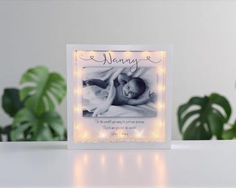 Personalised Nan, Nanny, Gran Photo Frame Gift: LED Lights  Frame. Mothers day, Mum birthday
