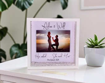 Personalised Engagement Photo Frame: Keepsake Gift with Lights